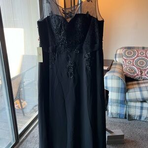 Grace Karin Black Beaded Illusion Neck Formal Dress